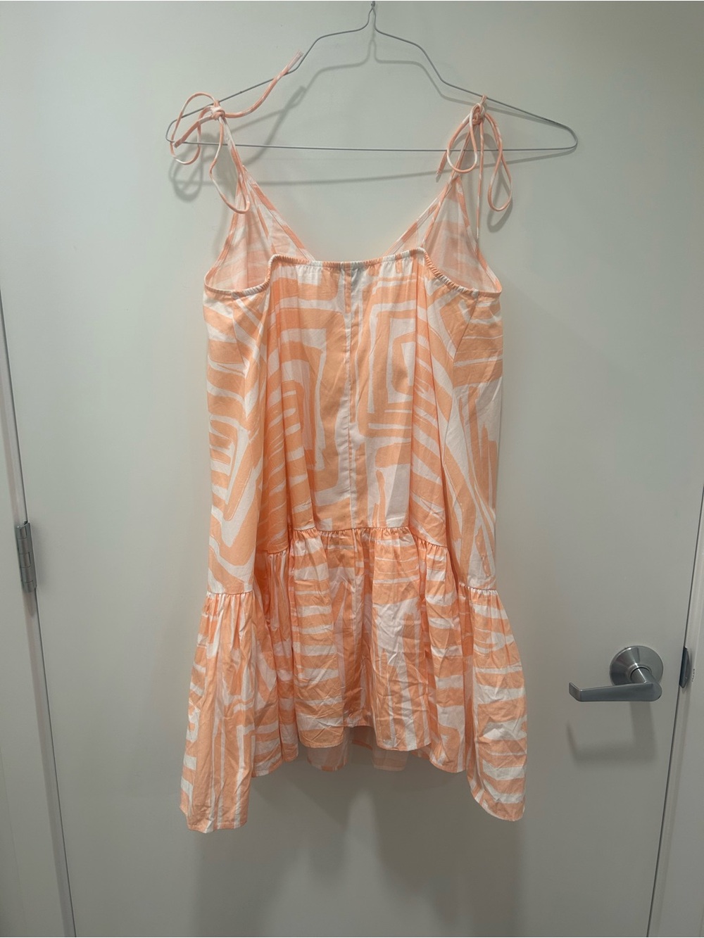 Maeve Anthropologie Peach White Tie Shoulder Cotton Mini Dress XS - Picture 4 of 6